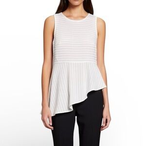 ELLE Asymmetrical Striped Sleeveless Peplum Top